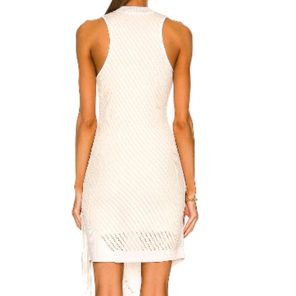 JONATHAN SIMKHAI CHELLE COMPACT POINTELLE LEATHER FRINGE  IVORY DRESS  sz XL - Picture 4 of 6